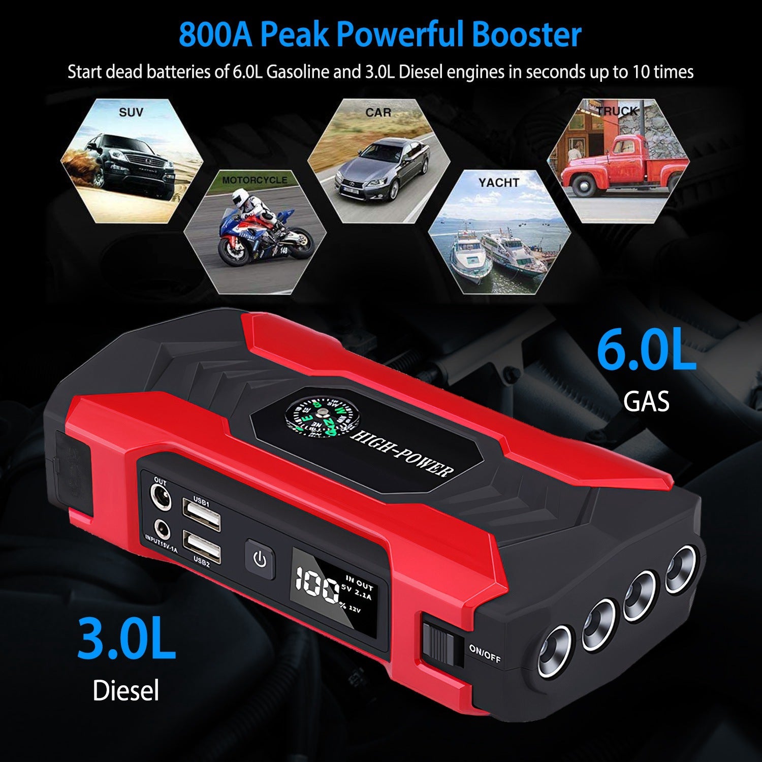 Jump Starter/Booster 800A Peak Power