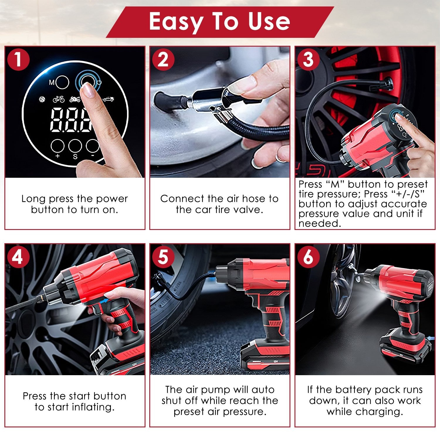 Portable Cordless Car Tire Inflator