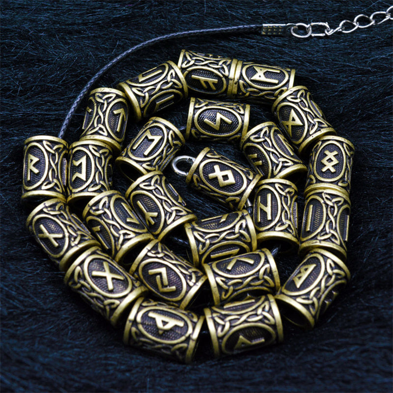 Set Of 24 Viking Rune Beard Beads