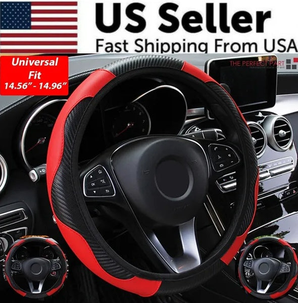 Carbon Fiber & Leather Steering Wheel Cover